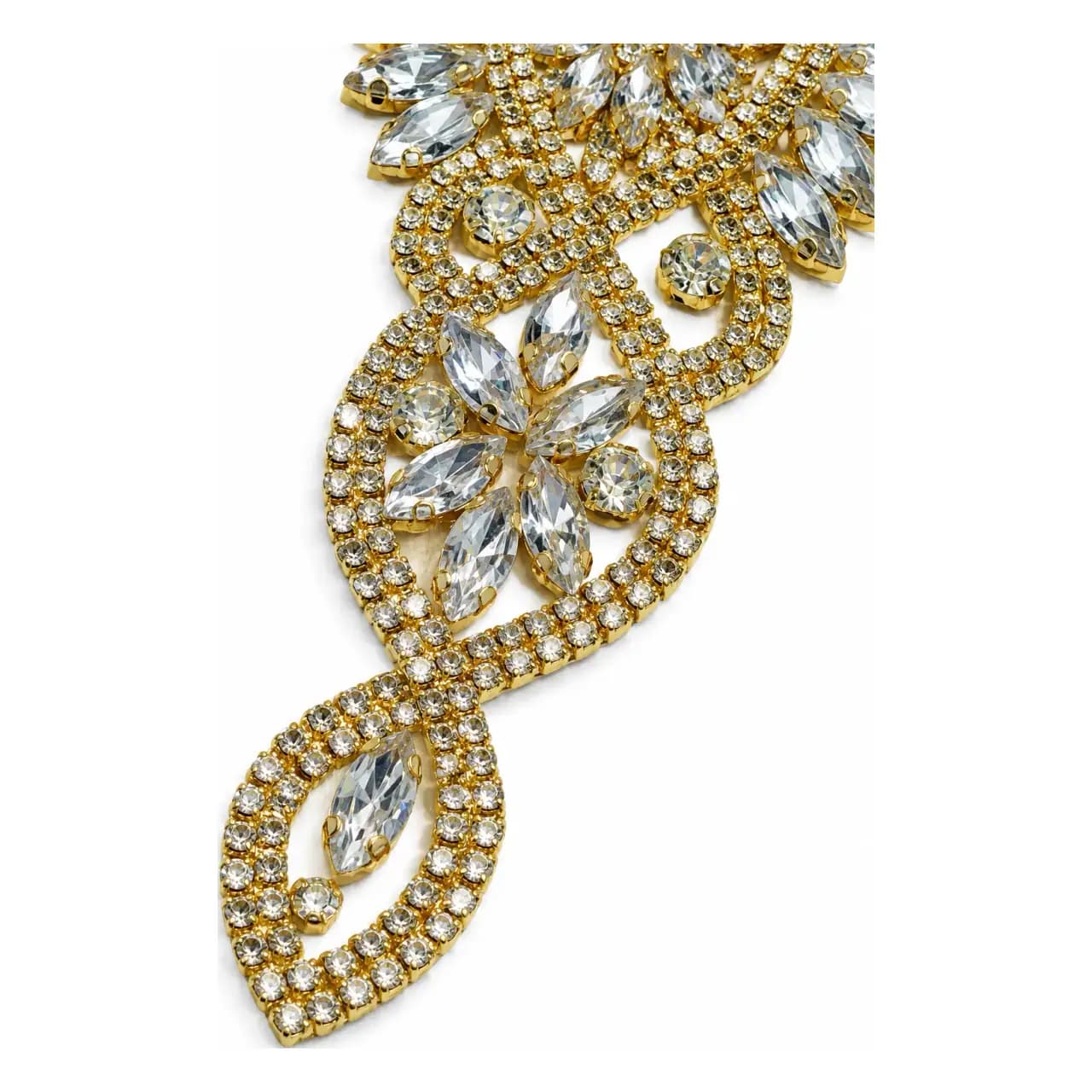 Appliqué strass serti, pierres navette, doré — vue 2
