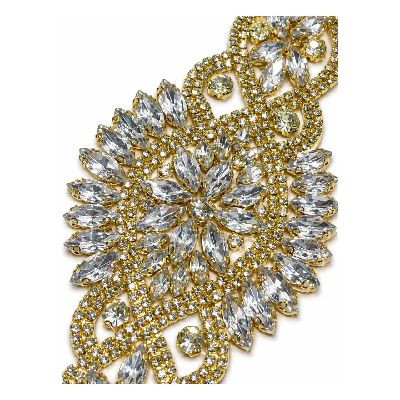 Appliqué strass serti, pierres navette, doré — vue 3