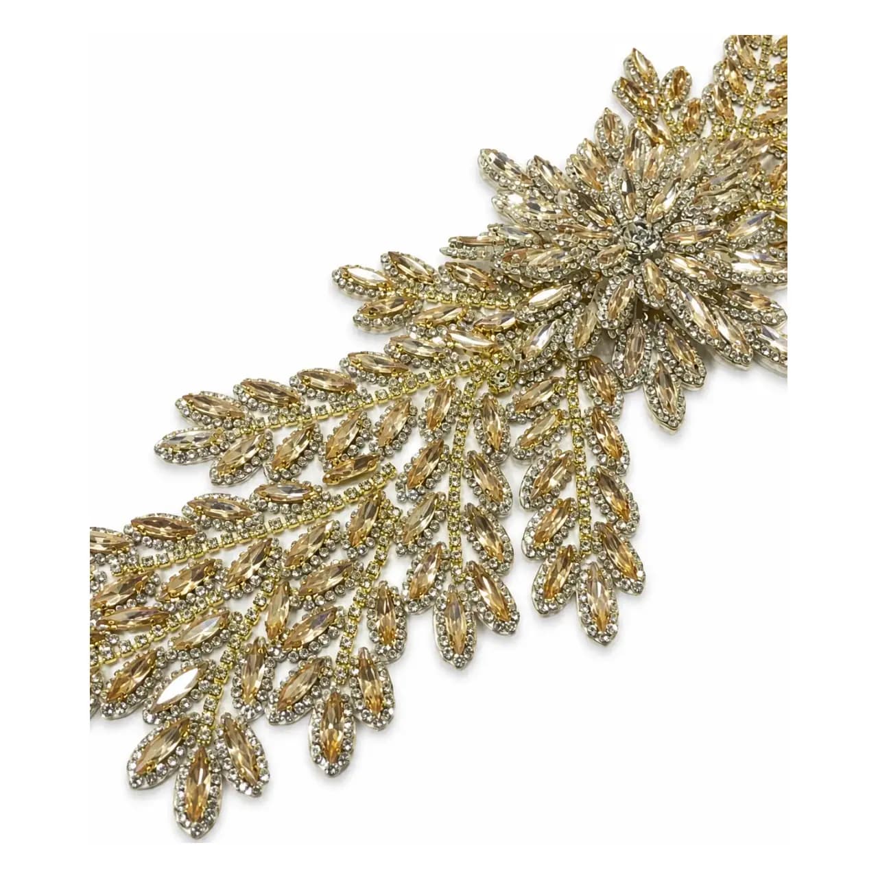 Grand appliqué strass serti à découper, 40 cm — champagne et doré — vue 3