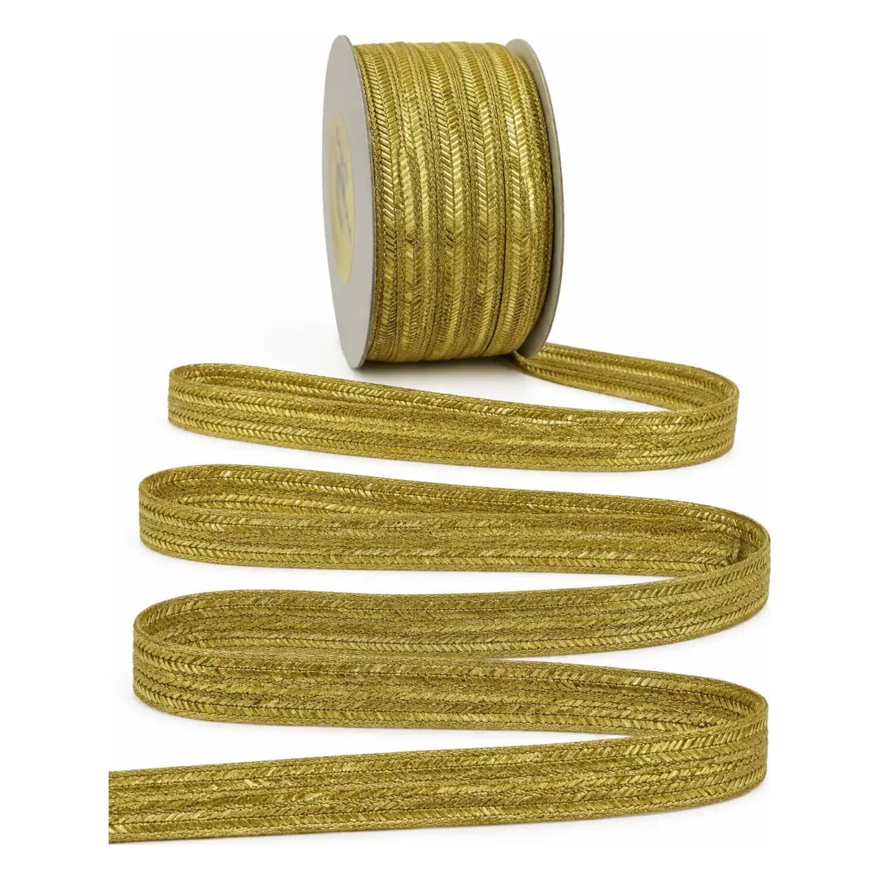 Zari gold ribbon trim 10 mm — 10 m roll — view 3