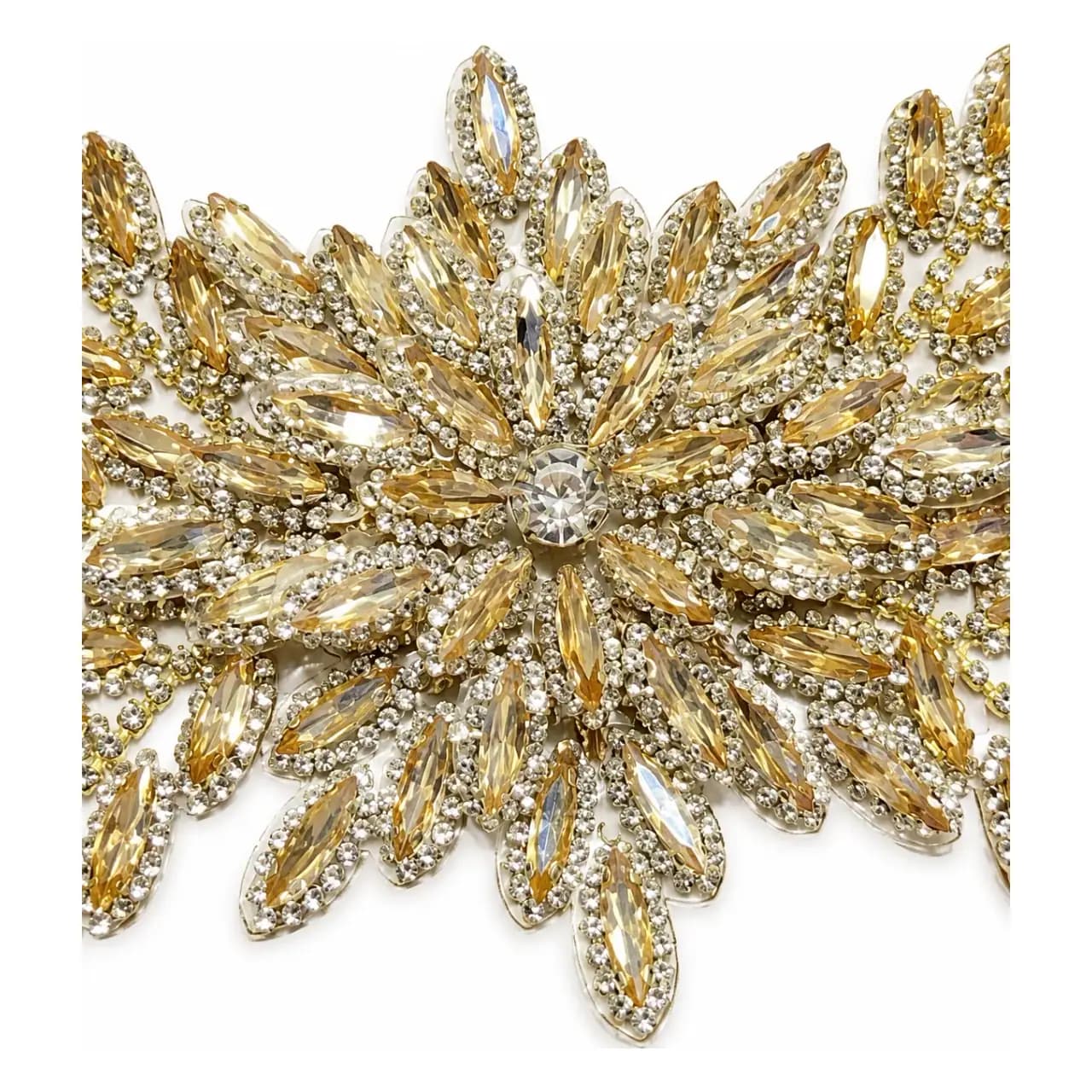 Grand appliqué strass serti à découper, 40 cm — champagne et doré — vue 2